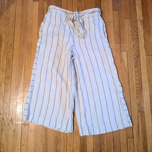 Anthropologie Portia Striped Wide Leg Linen Pants – Size Small – Cream